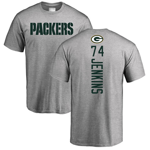Men Green Bay Packers Ash #74 Jenkins Elgton Backer Nike NFL T Shirt